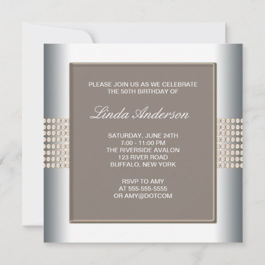 Goud Witte Vrouw 50e Verjaardagsfeestje Kaart (Achterkant)