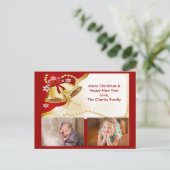 Goud XMas Bells, Beads and Snowflakes Briefkaart (Staand voorkant)