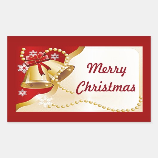 Goud XMas Bells, Beads and Snowflakes Stickers (Voorkant)