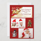 Goud XMas Bells, krinters and Snowflakes Flat Kaar Feestdagenkaart (Voorkant)