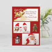 Goud XMas Bells, krinters and Snowflakes Flat Kaar Feestdagenkaart (Staand voorkant)