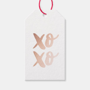 Goud XO. Valentijnsdag knuffels en kussen. Modern Cadeaulabel