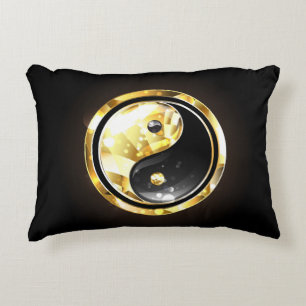 Goud Yin Yang op zwart Accent Kussen