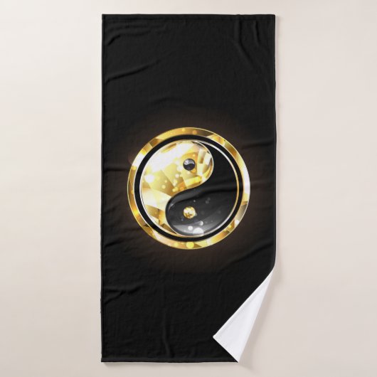 Goud Yin Yang op zwart Badhanddoek (Badhanddoek)