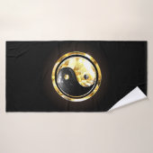 Goud Yin Yang op zwart Badhanddoek (Badhanddoek)