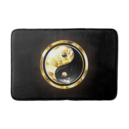 Goud Yin Yang op zwart Badmat (Voorkant)