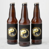 Goud Yin Yang op zwart Bier Etiket (Flessen)
