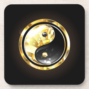 Goud Yin Yang op zwart Bier Onderzetter