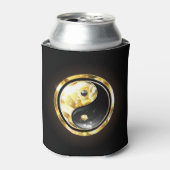 Goud Yin Yang op zwart Blikjeskoeler (Blikje Voorkant)