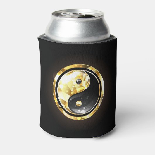 Goud Yin Yang op zwart Blikjeskoeler (Blikje Achterkant)