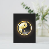 Goud Yin Yang op zwart Briefkaart (Staand voorkant)