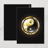 Goud Yin Yang op zwart Briefkaart (Voorkant / Achterkant)