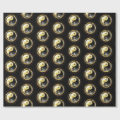 Goud Yin Yang op zwart Cadeaupapier (Vlak)