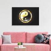 Goud Yin Yang op zwart Canvas Afdruk (Insitu (Woonkamer))