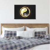 Goud Yin Yang op zwart Canvas Afdruk (Insitu (Slaapkamer))