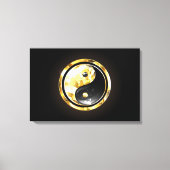 Goud Yin Yang op zwart Canvas Afdruk (Voorkant)