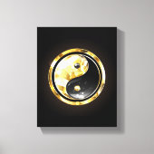 Goud Yin Yang op zwart Canvas Afdruk (Voorkant)