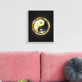 Goud Yin Yang op zwart Canvas Afdruk (Insitu (Woonkamer))