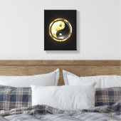 Goud Yin Yang op zwart Canvas Afdruk (Insitu (Slaapkamer))
