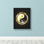 Goud Yin Yang op zwart Canvas Afdruk (Insitu (Houten vloer))