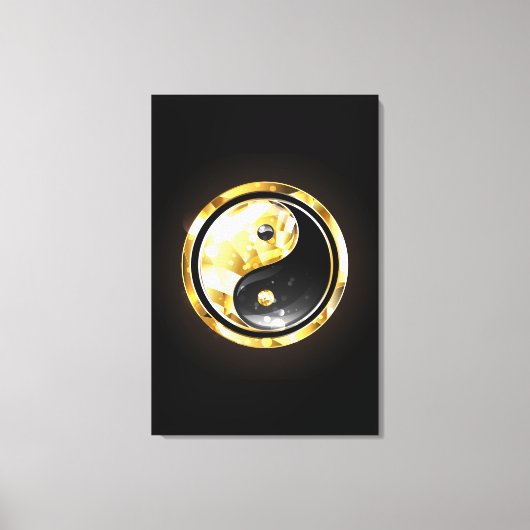 Goud Yin Yang op zwart Canvas Afdruk (Voorkant)