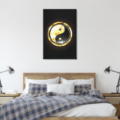 Goud Yin Yang op zwart Canvas Afdruk (Insitu (Slaapkamer))