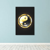Goud Yin Yang op zwart Canvas Afdruk (Insitu (Houten vloer))