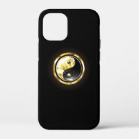 Goud Yin Yang op zwart