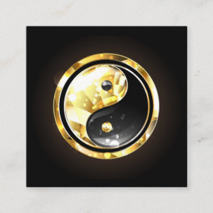 Goud Yin Yang op zwart Contactkaartje