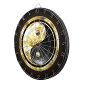 Goud Yin Yang op zwart Dartbord (Voorkant Rechts)