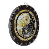 Goud Yin Yang op zwart Dartbord (Voorkant Links)