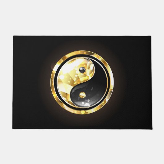 Goud Yin Yang op zwart Deurmat (Voorkant)