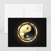 Goud Yin Yang op zwart Feestdagenkaart (Voorkant / Achterkant)