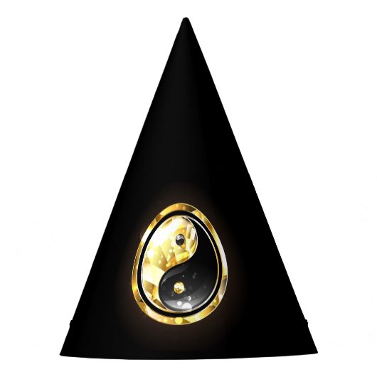Goud Yin Yang op zwart Feesthoedjes (Voorkant)