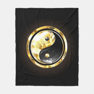 Goud Yin Yang op zwart Fleece Deken