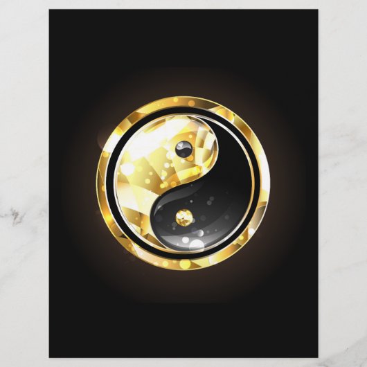 Goud Yin Yang op zwart Flyer (Voorkant)