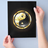 Goud Yin Yang op zwart Flyer (Hand)