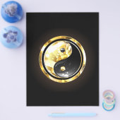 Goud Yin Yang op zwart Flyer (Enkel)