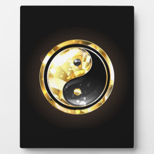 Goud Yin Yang op zwart Fotoplaat