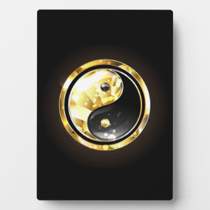 Goud Yin Yang op zwart Fotoplaat