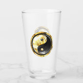 Goud Yin Yang op zwart Glas (Achterkant)