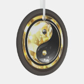 Goud Yin Yang op zwart Glas Ornament (Voorkant Rechts)