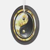 Goud Yin Yang op zwart Glas Ornament (Voorkant links)