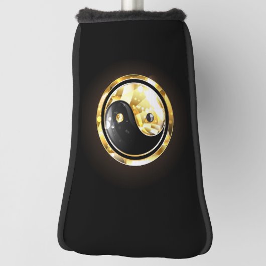 Goud Yin Yang op zwart Golfheadcover (Draai 90)