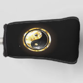 Goud Yin Yang op zwart Golfheadcover (Voorkant)