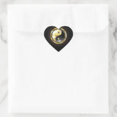 Goud Yin Yang op zwart Hart Sticker (Tas)