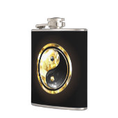 Goud Yin Yang op zwart Heupfles (Links)
