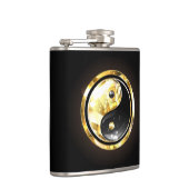 Goud Yin Yang op zwart Heupfles (Rechts)