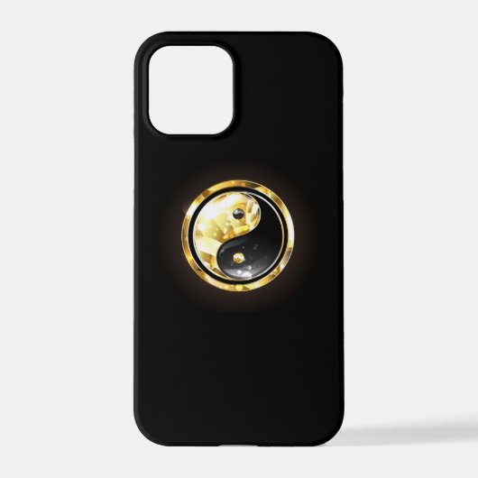 Goud Yin Yang op zwart iPhone Hoesje (Achterkant)