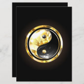 Goud Yin Yang op zwart Kaart (Voorkant / Achterkant)